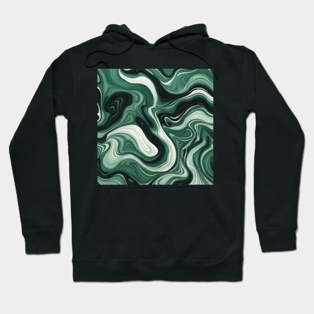 Emerald green suminagashi marble pattern Hoodie by craftydesigns